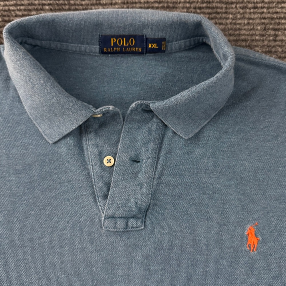 Polo Ralph Lauren Polo Shirt XXL Heather Blue Pique Short Sleeve Pony Logo